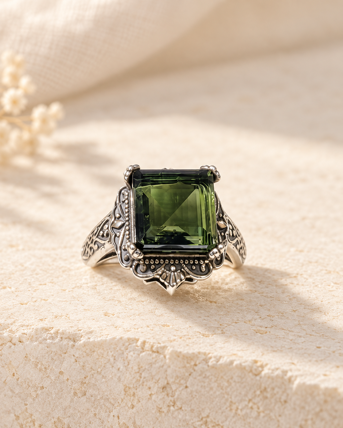 Forest Green gemstone ring