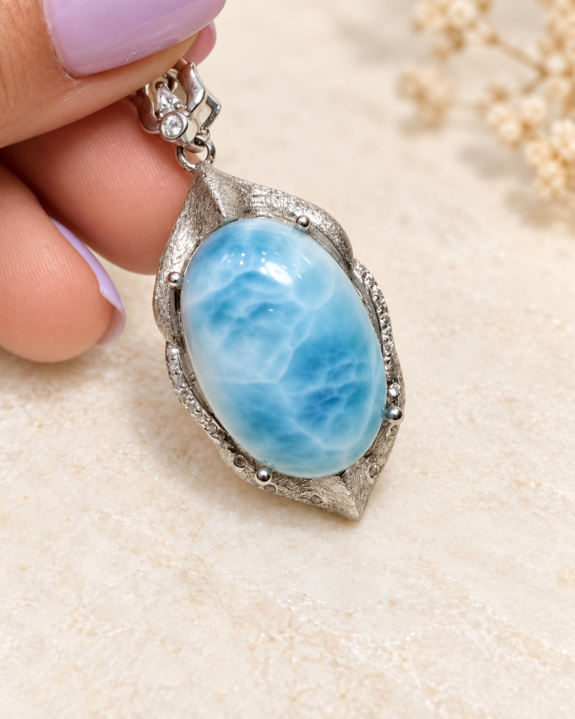 Larimar Tide silver pendant