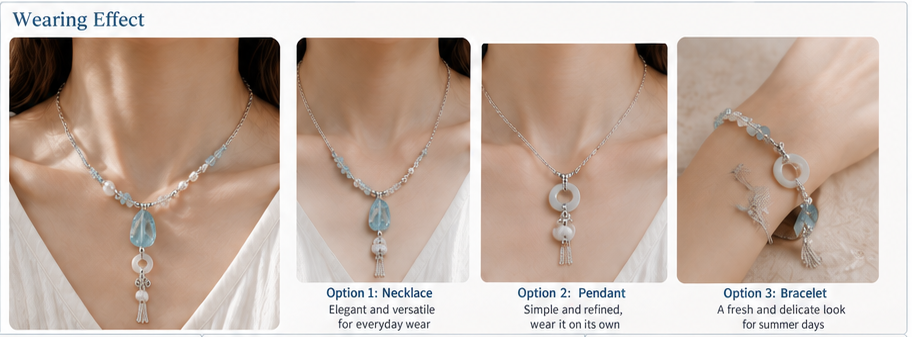 Three ways to wear the Ocean Drop 3.0 necklace